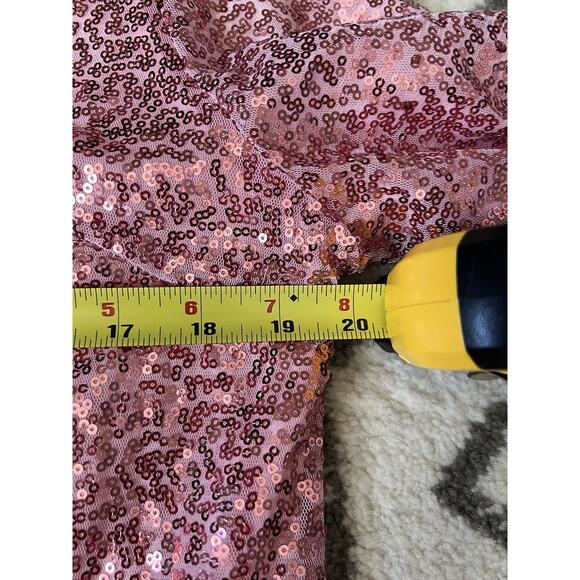 KANCY KOLE Pink All Over Sequin Open Front Cardigan Jacket Blazer Sz L - Picture 11 of 11